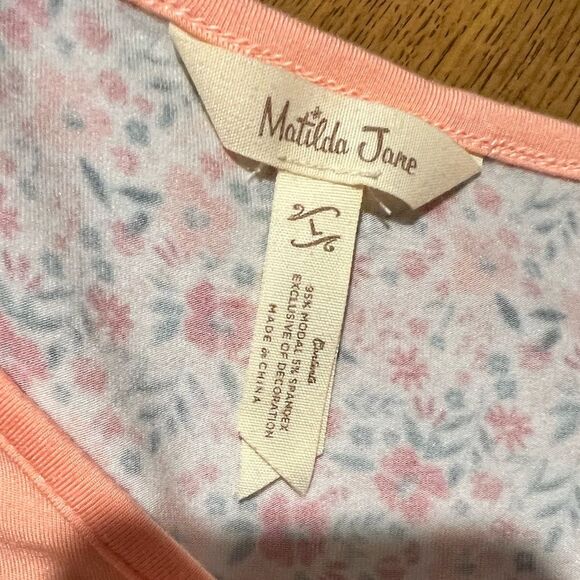 Matilda Jane Women's Sing It Out Tunic Top Peachy Pink Floral Long Sleeve Large - Picture 5 of 12